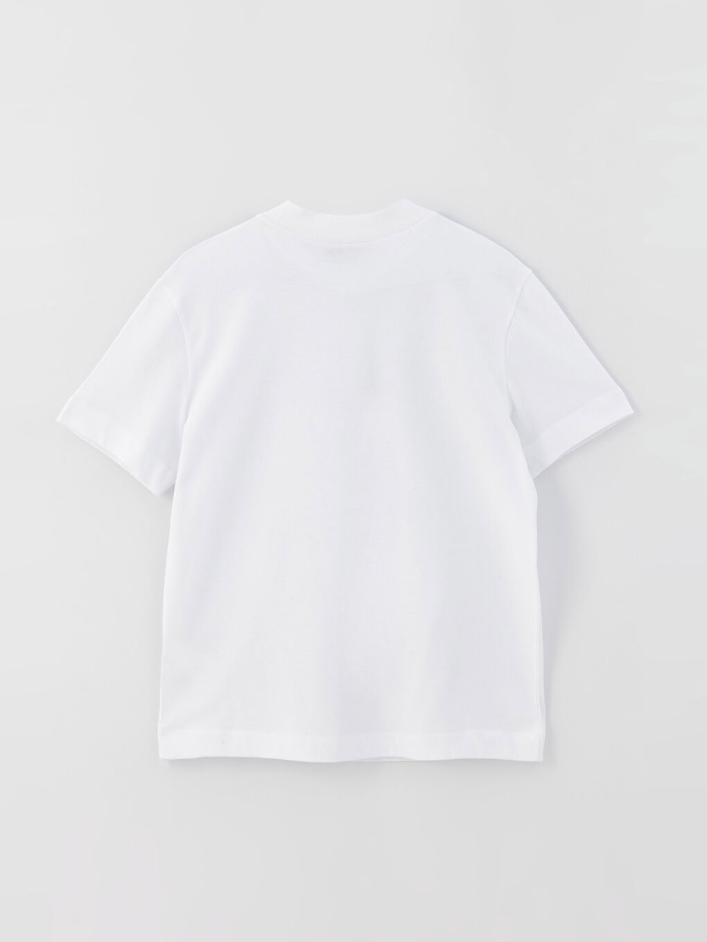 Beyaz Dik Yaka Baskılı Kısa Kollu Kadın Tişört-6