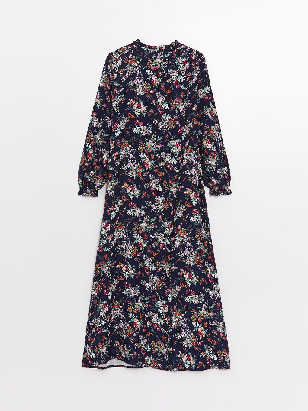 Tie Collar Floral Long Sleeve A-Line Women's Dress-6