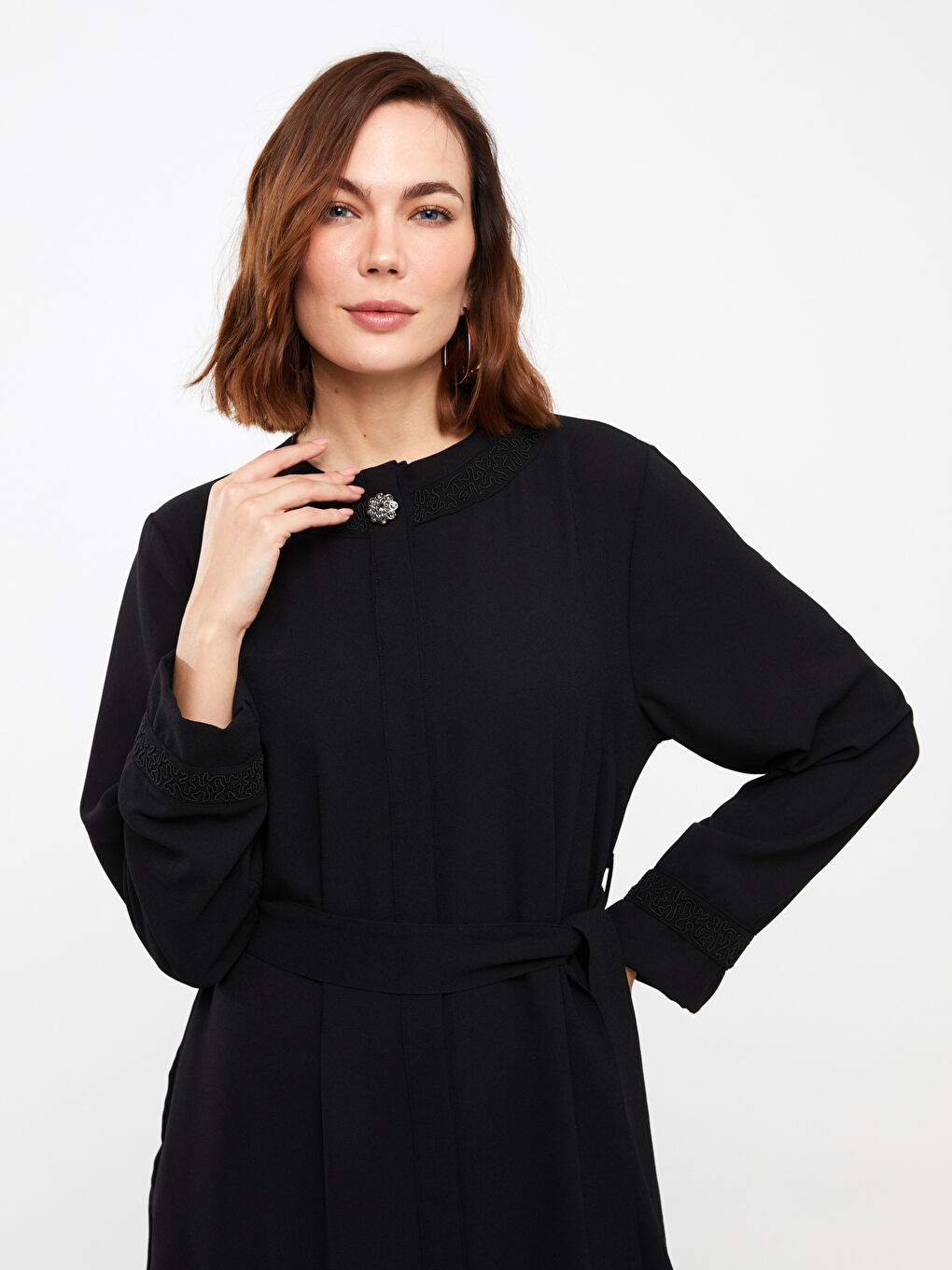 Crew Neck Regular Long Sleeve Women's Abaya -S3ED09Z8-CVL