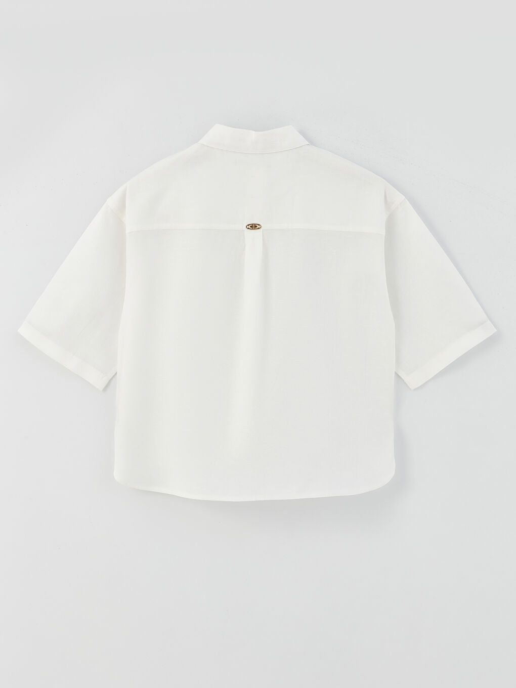 Plain Short Sleeve Crop Poplin Women's Shirt-6