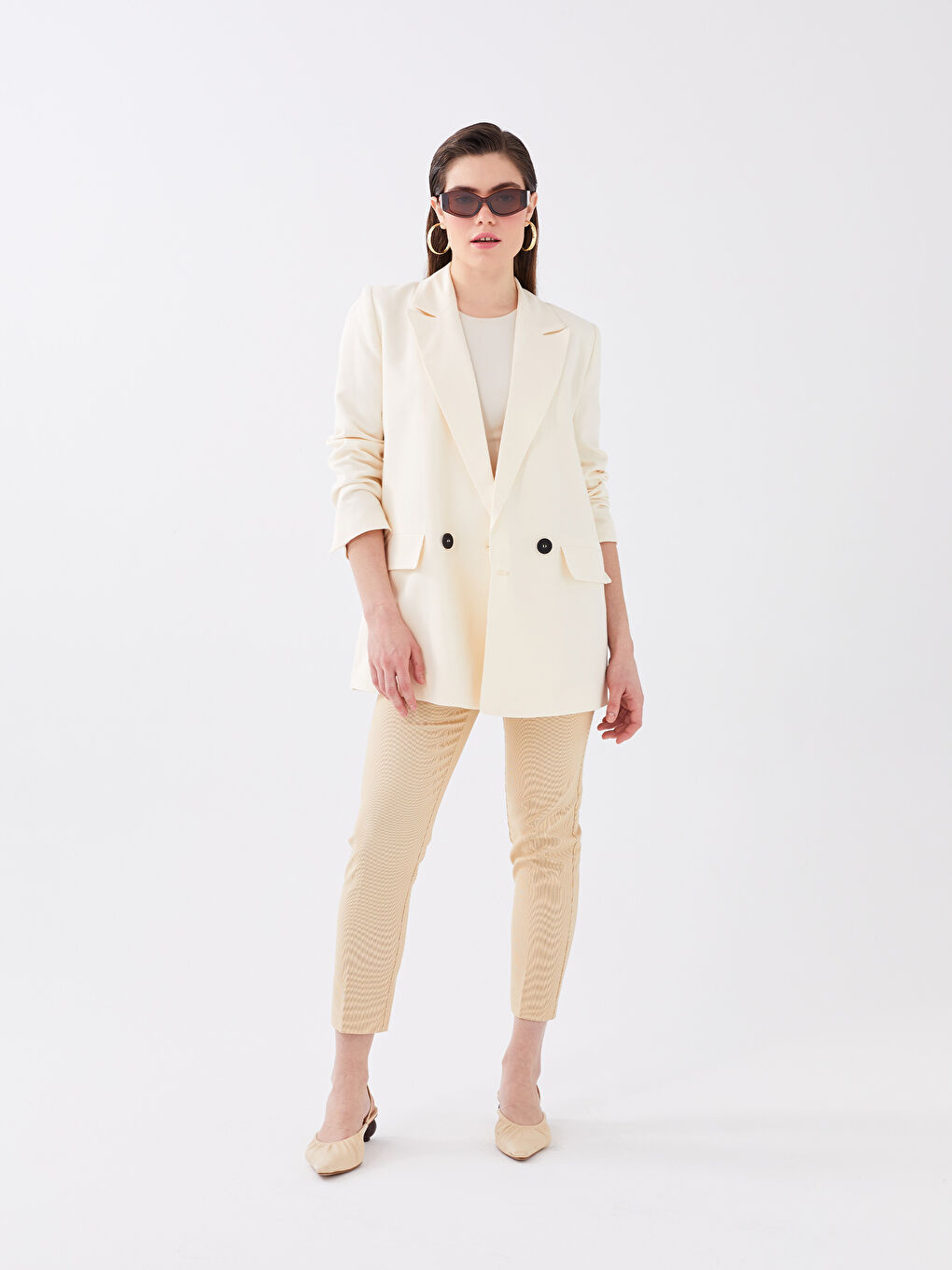 უბრალო გრძელმკლავიანი ქალებისთვის ბლეიზერი ჟაკეტი-2