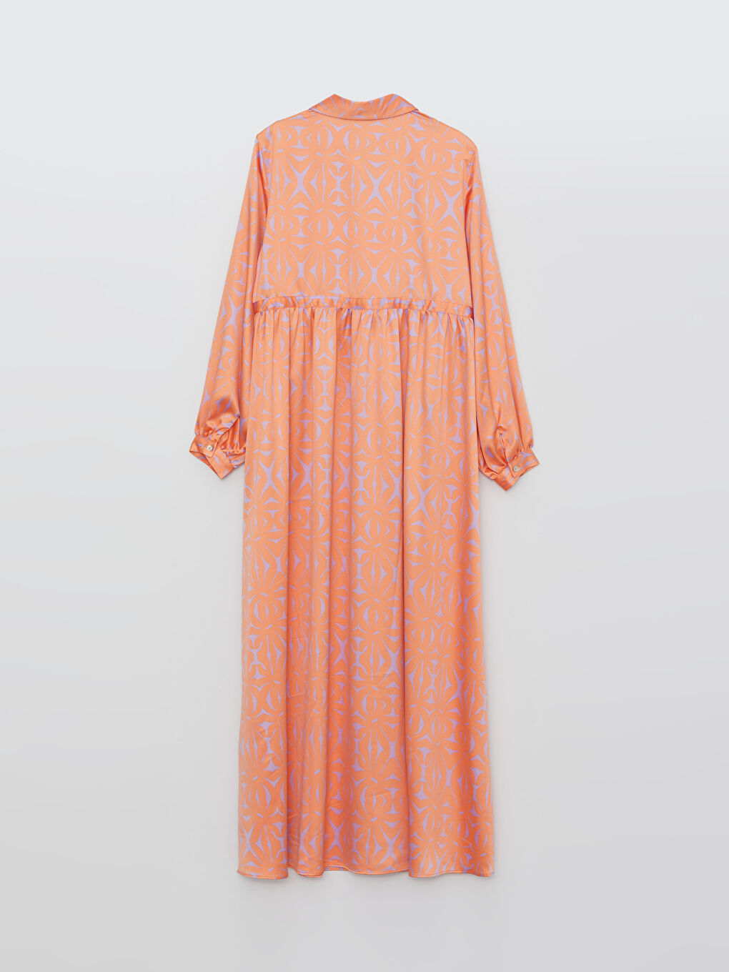 فستان حمل ياقة قميص مطبوع كم طويل ستان-6