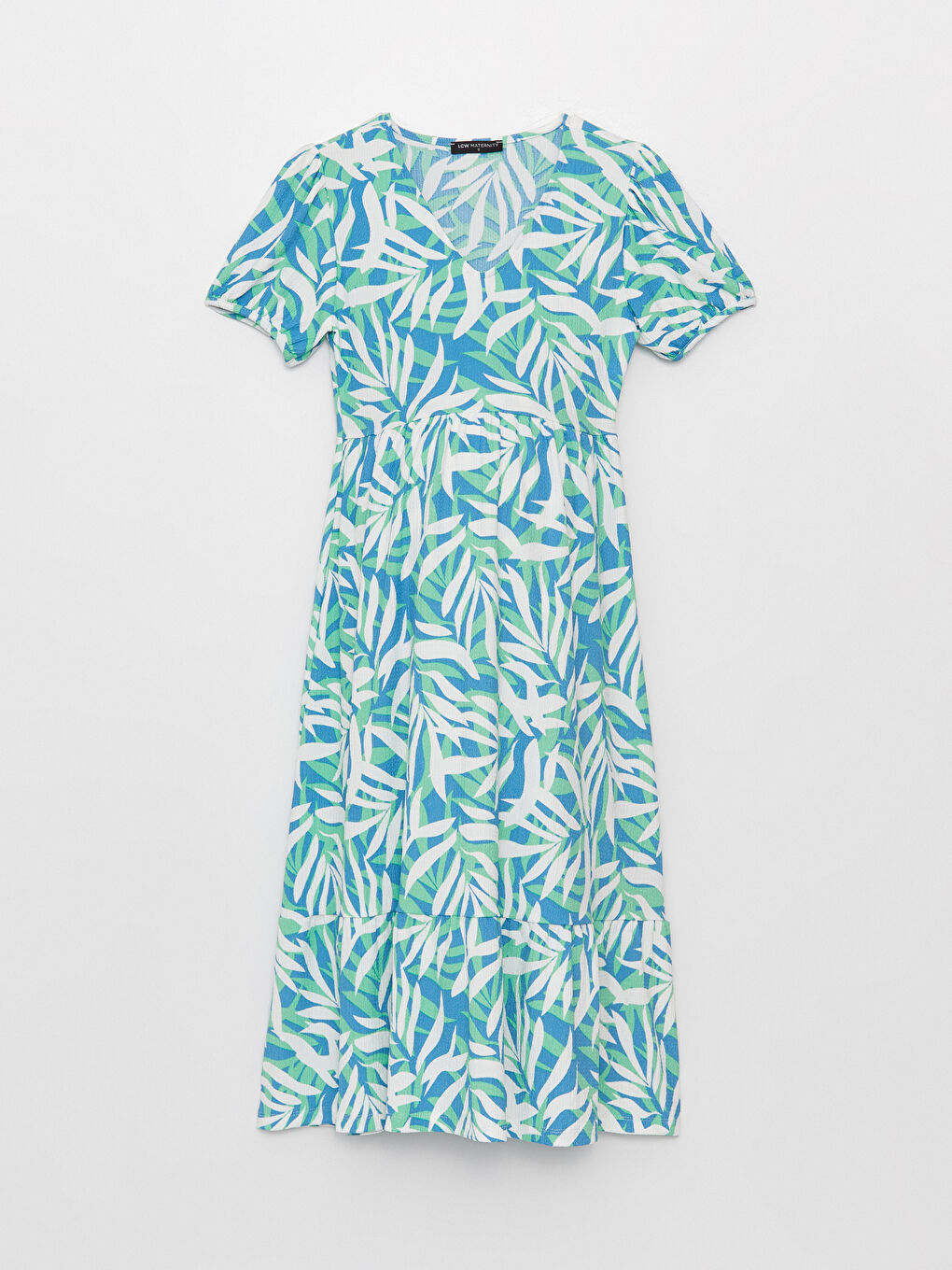V Neck Patterned Short Sleeve Crinkled Maternity Dress -S3ED29Z8-LQQ