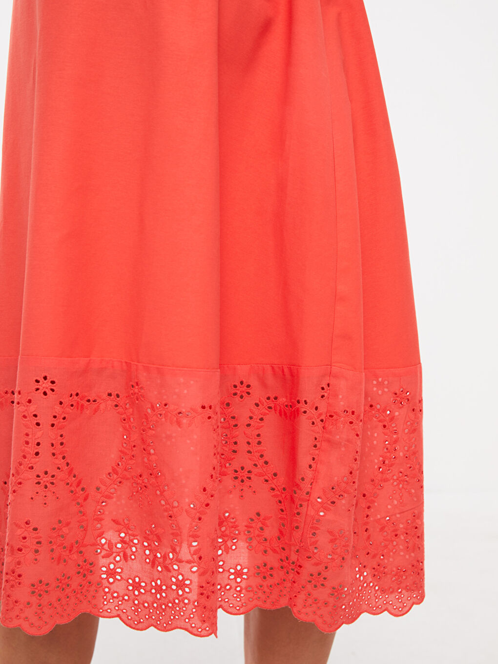 Crew Neck Embroidery Detailed Poplin Maternity Dress -S3ED30Z8-V39