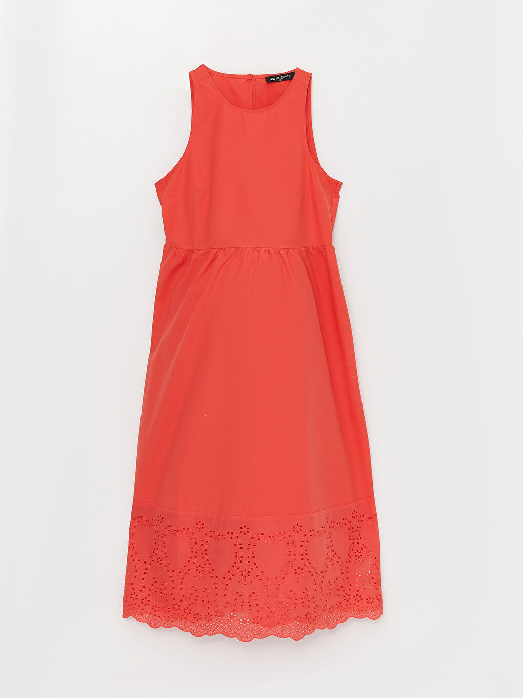 Crew Neck Embroidery Detailed Poplin Maternity Dress -S3ED30Z8-V39