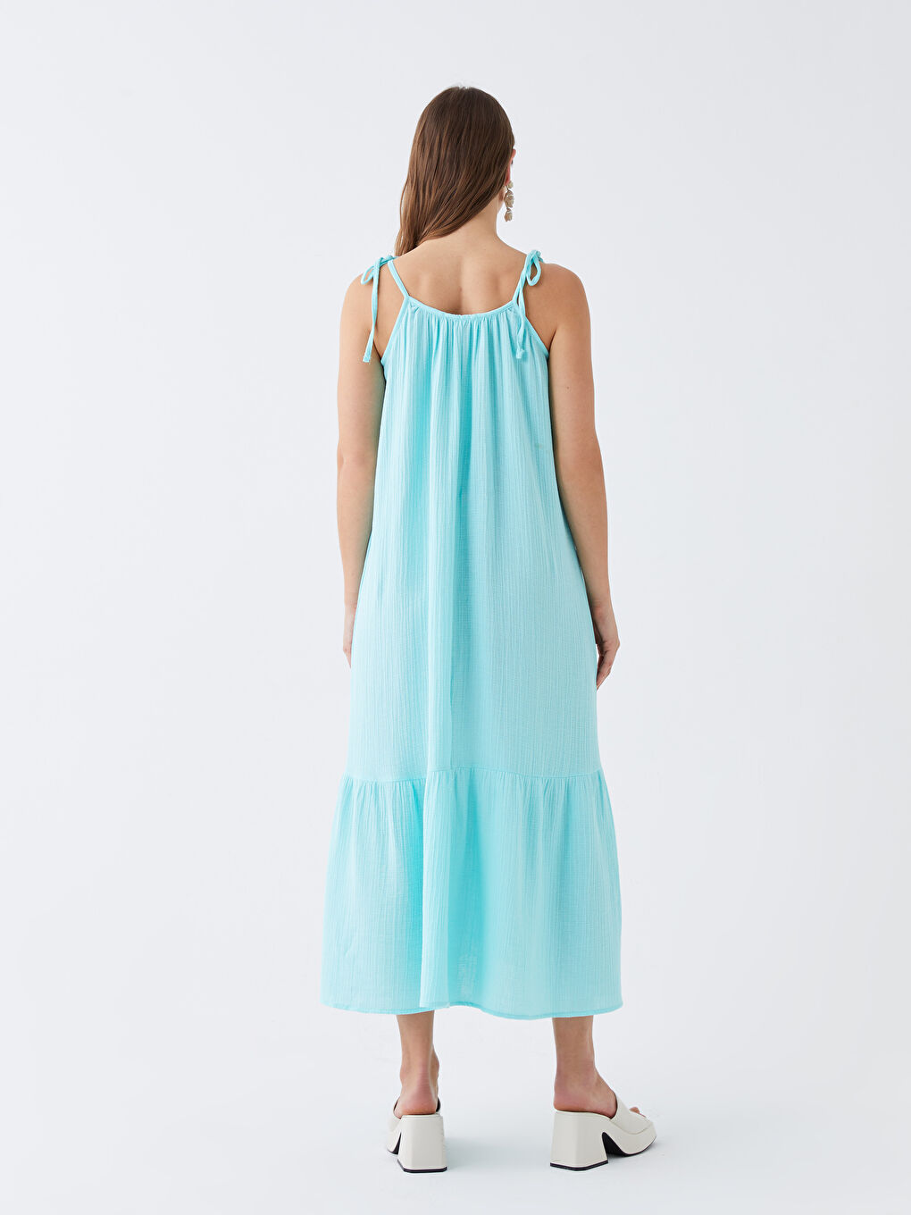 U Neck Straight Strap Muslin Maternity Dress -S3ED37Z8-V8C