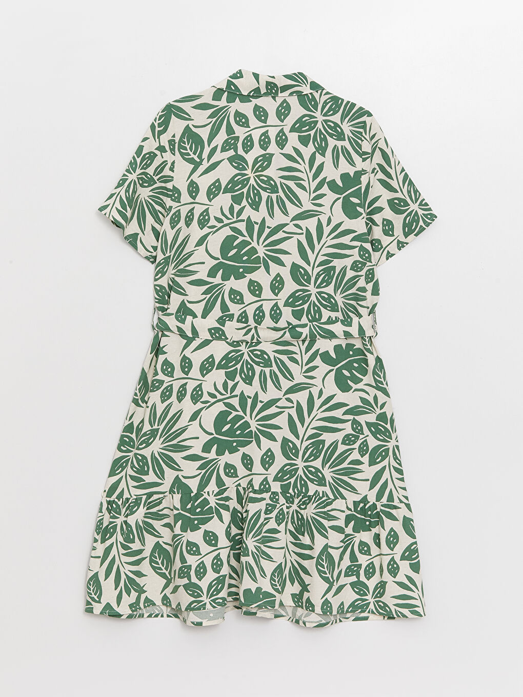 Shirt Collar Printed Short Sleeve Linen Blend Maternity Dress -S3ED38Z8-LRR
