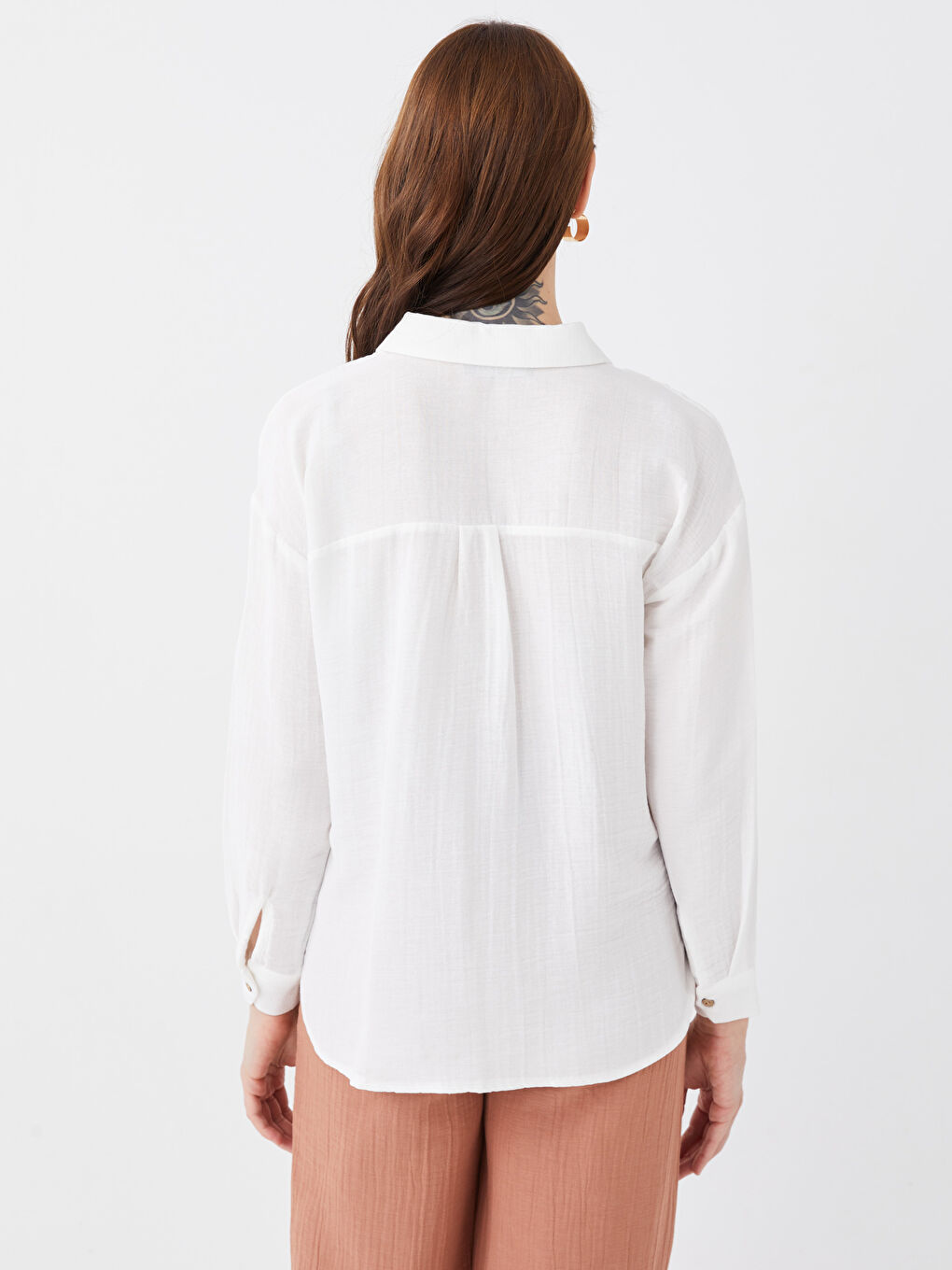 Plain Long Sleeve See-through Maternity Shirt -S3ED41Z8-V33