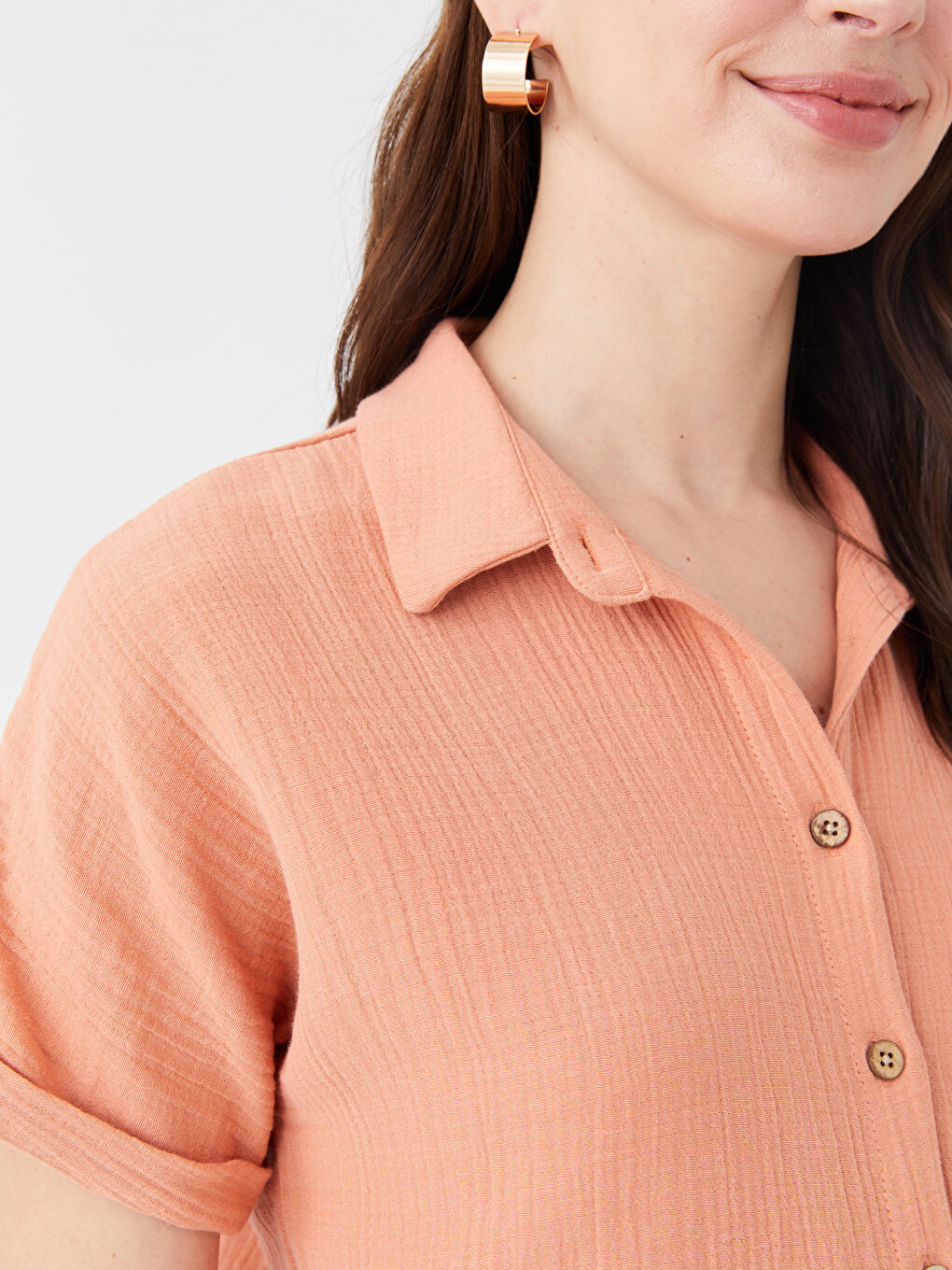Plain Short Sleeve See-through Maternity Shirt -S3ED45Z8-GHV