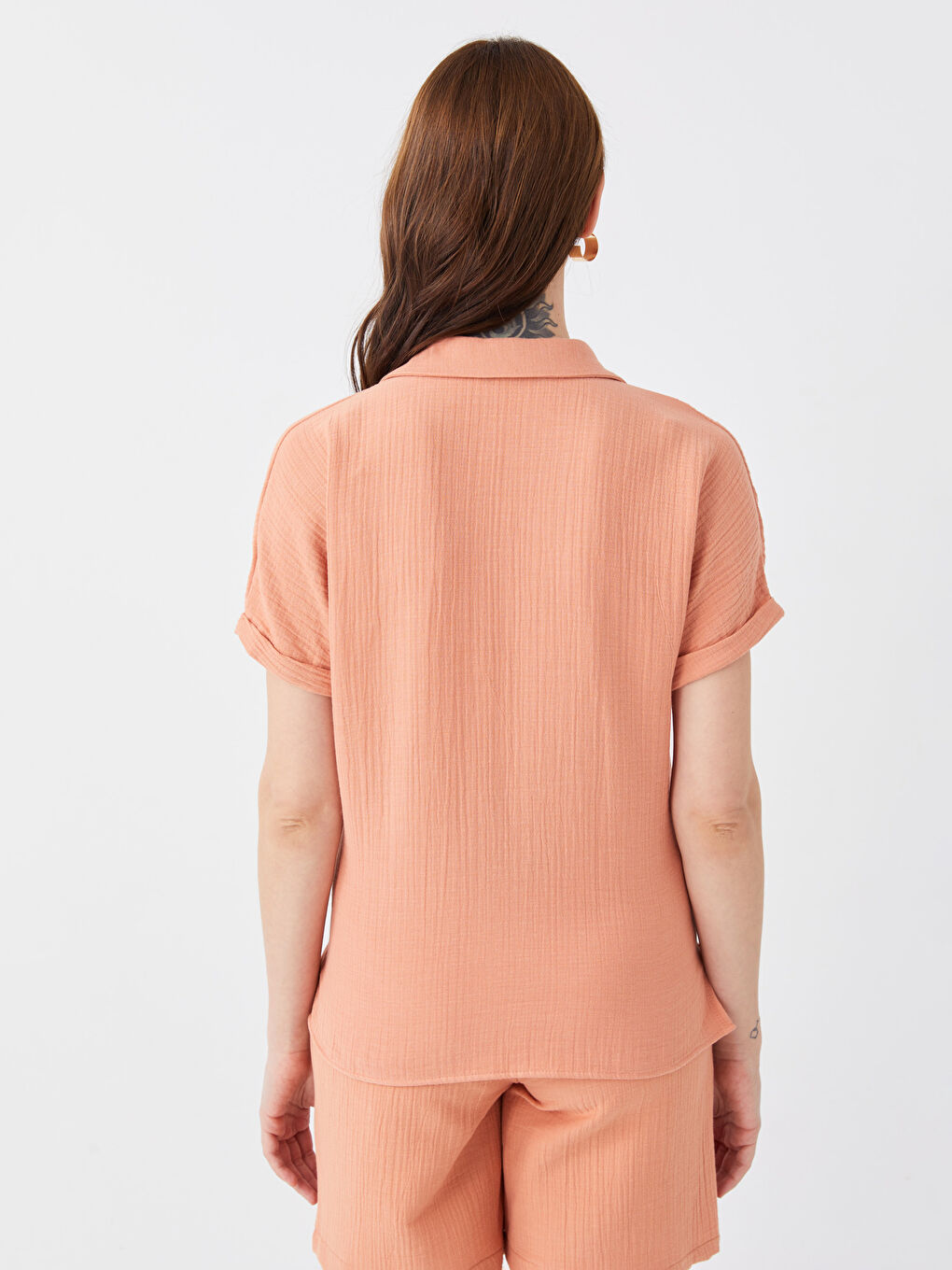 Plain Short Sleeve See-through Maternity Shirt -S3ED45Z8-GHV