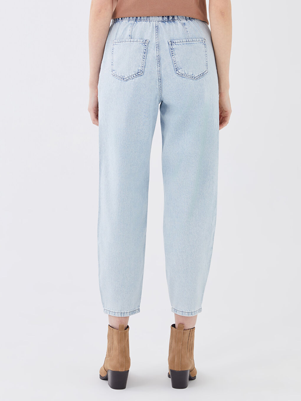 İndigo Yüksek Bel Mom Fit Kadın Jean Pantolon-4