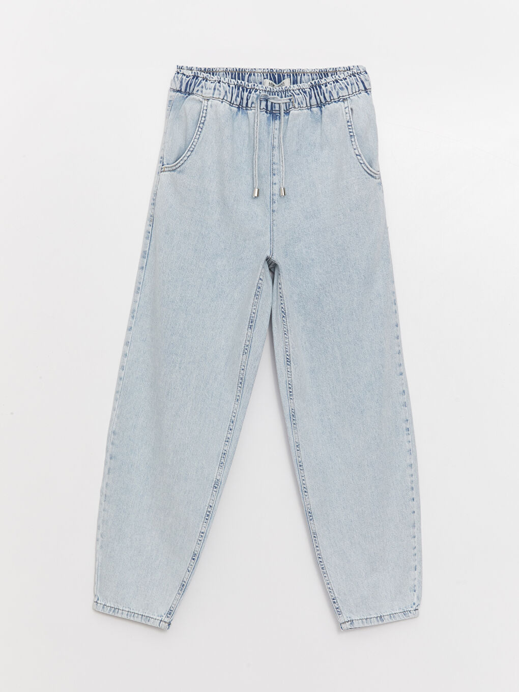 İndigo Yüksek Bel Mom Fit Kadın Jean Pantolon-5