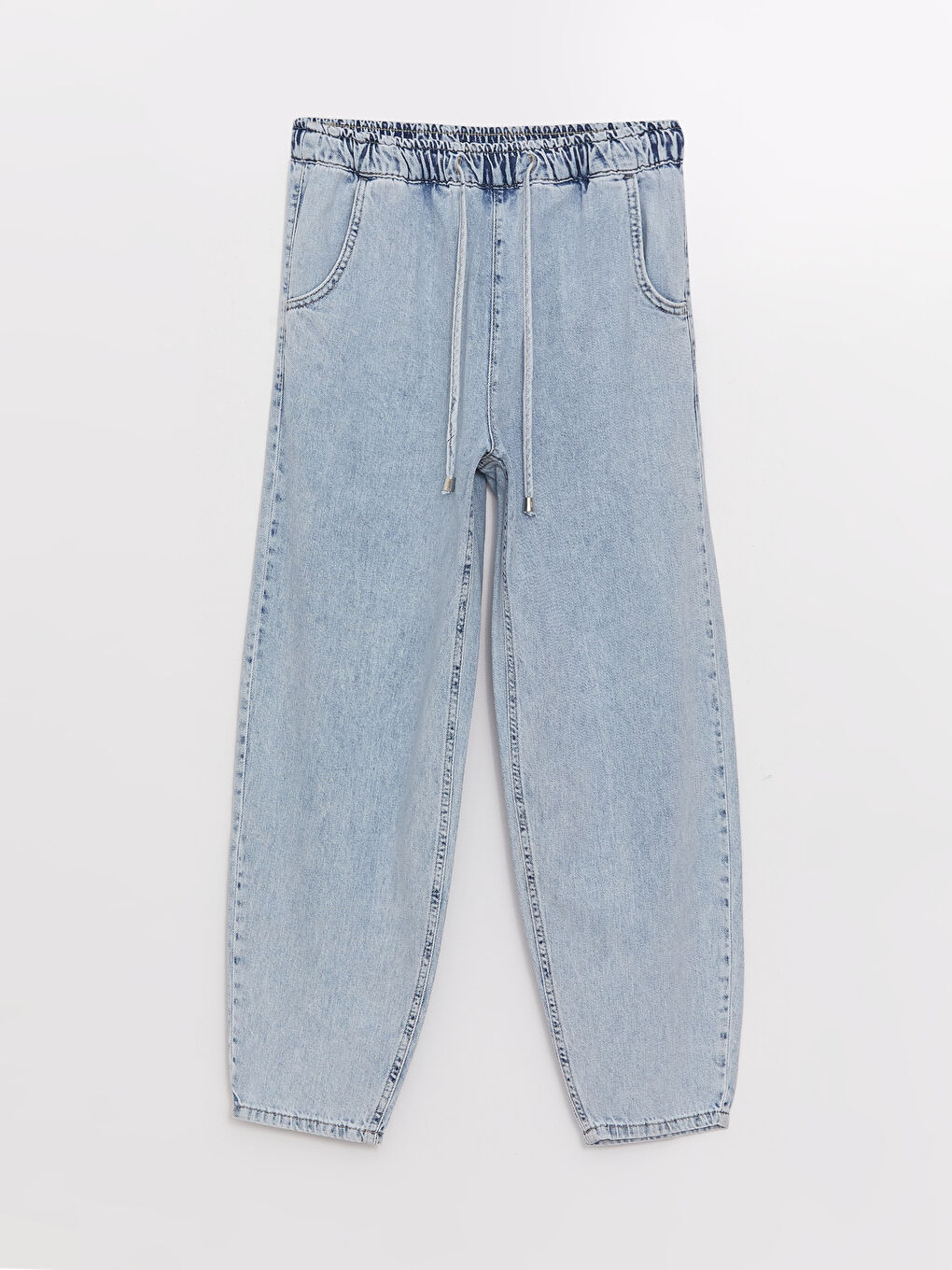 İndigo Yüksek Bel Mom Fit Kadın Jean Pantolon-5