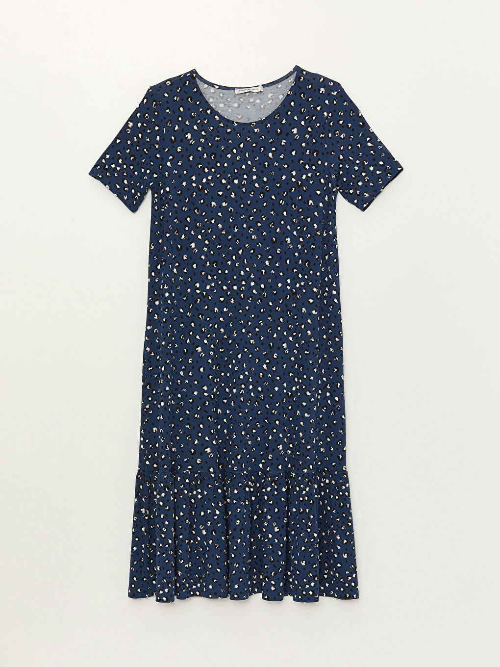 LCW Grace Crew Neck Patterned Short Sleeve A-Cut Women's Dress -S3ED58Z8-LS3