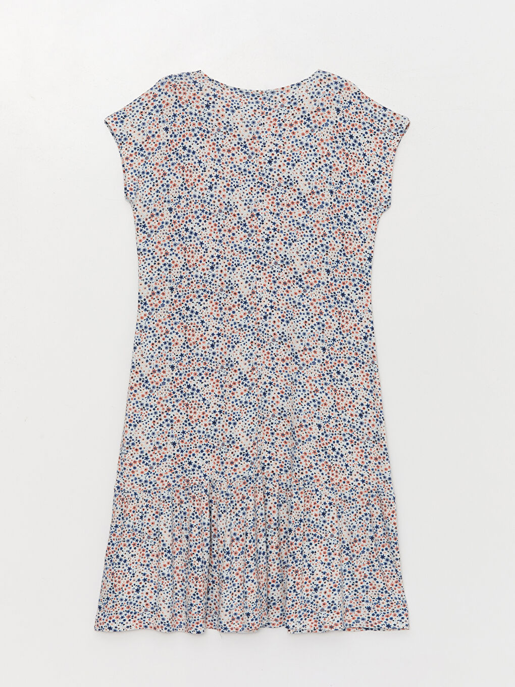 Karışık Bisiklet Yaka Desenli Kısa Kollu A Kesim Kadın Elbise-6