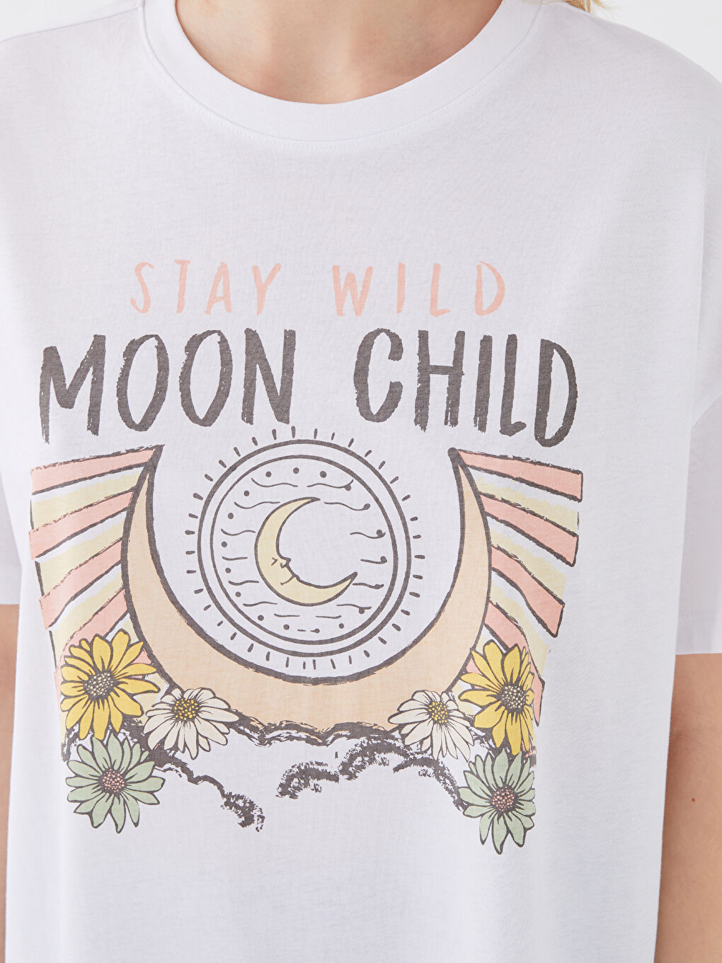 Crew Neck Printed Short Sleeve Oversize Women's T-Shirt-3