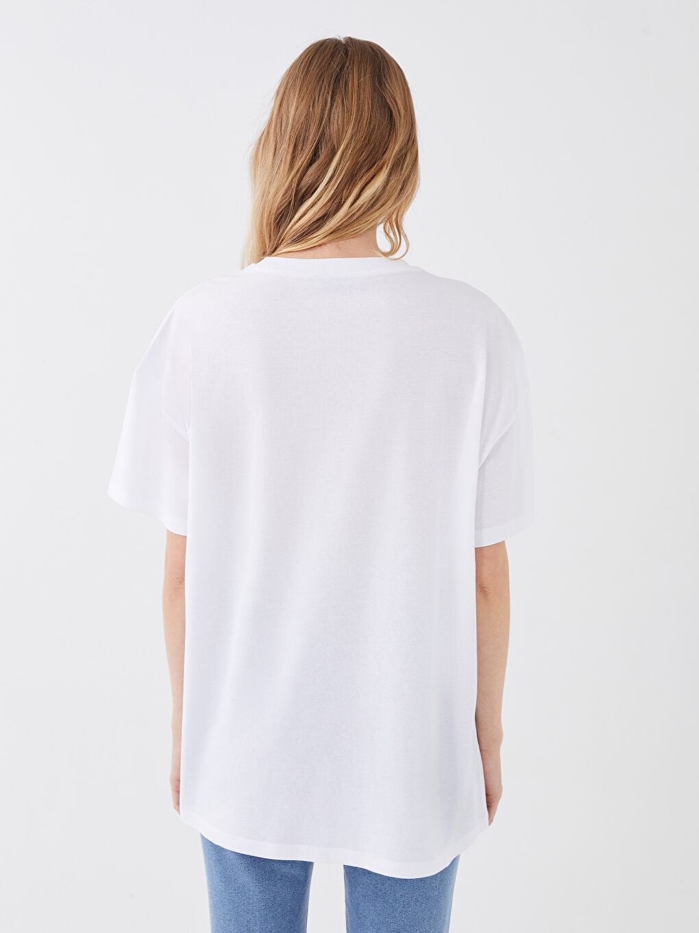 Crew Neck Printed Short Sleeve Oversize Women's T-Shirt-4