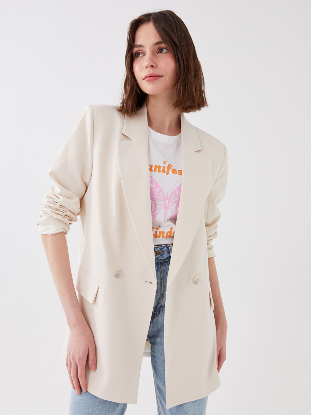 XSIDE Veste Blazer Unie à Manches Longues pour Femmes -S3ED70Z8-SY3