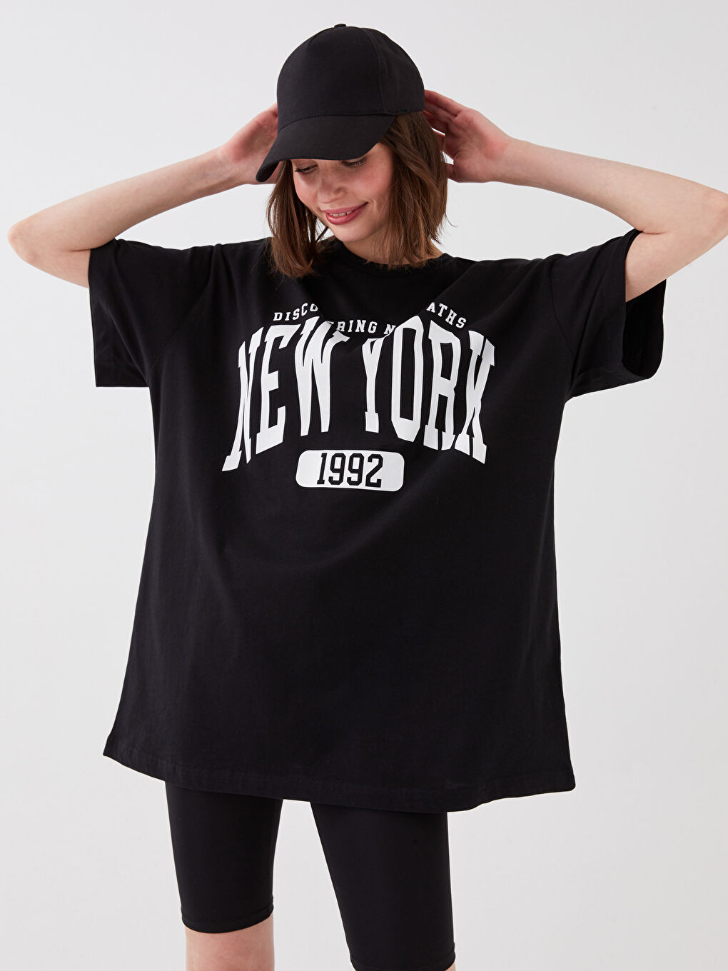 XSIDE T-shirt Oversize à Manches Courtes Imprimé à Col Rond pour Femmes -S3ED73Z8-CVL