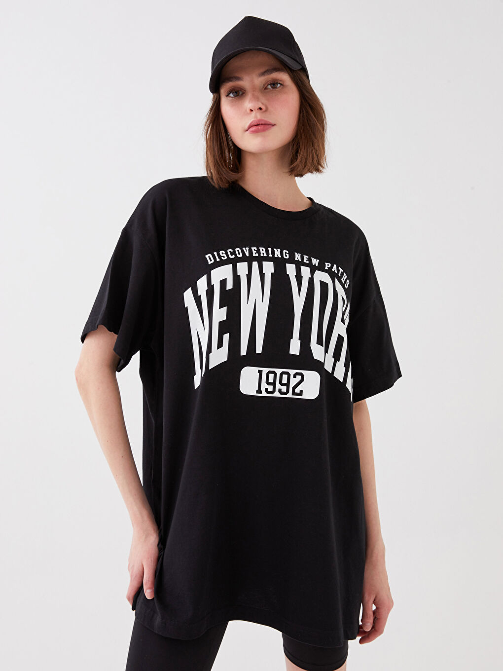 XSIDE T-shirt Oversize à Manches Courtes Imprimé à Col Rond pour Femmes -S3ED73Z8-CVL