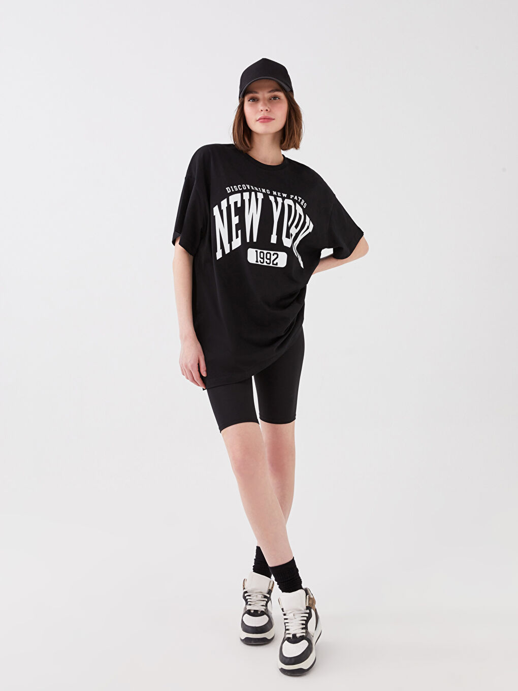 XSIDE T-shirt Oversize à Manches Courtes Imprimé à Col Rond pour Femmes -S3ED73Z8-CVL