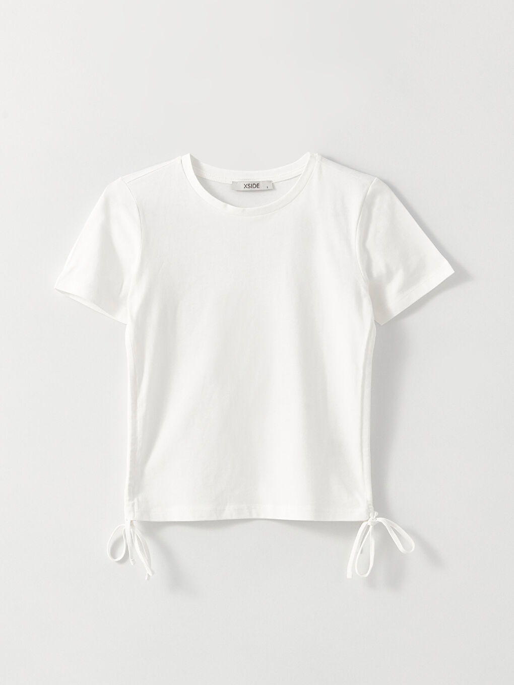 Crop Top Damă Simplu cu Mânecă Scurtă și Guler Rotund-5