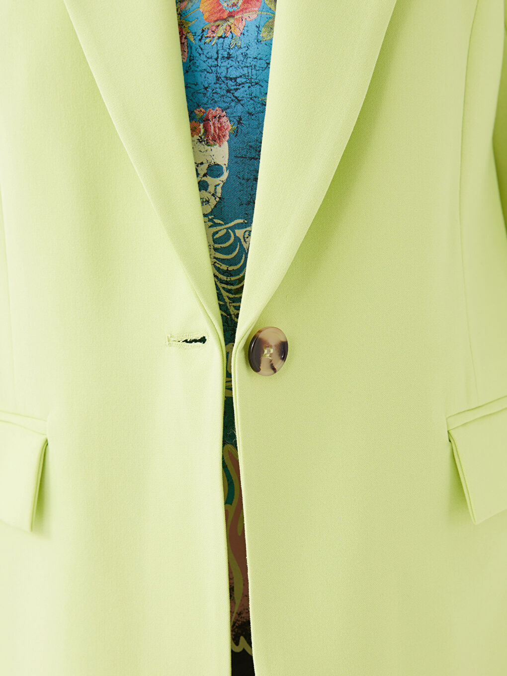 Yeşil Düz Uzun Kollu Kadın Blazer Ceket-4