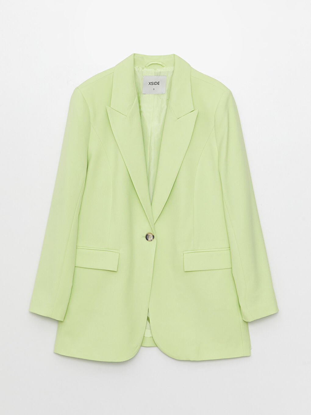 Yeşil Düz Uzun Kollu Kadın Blazer Ceket-6