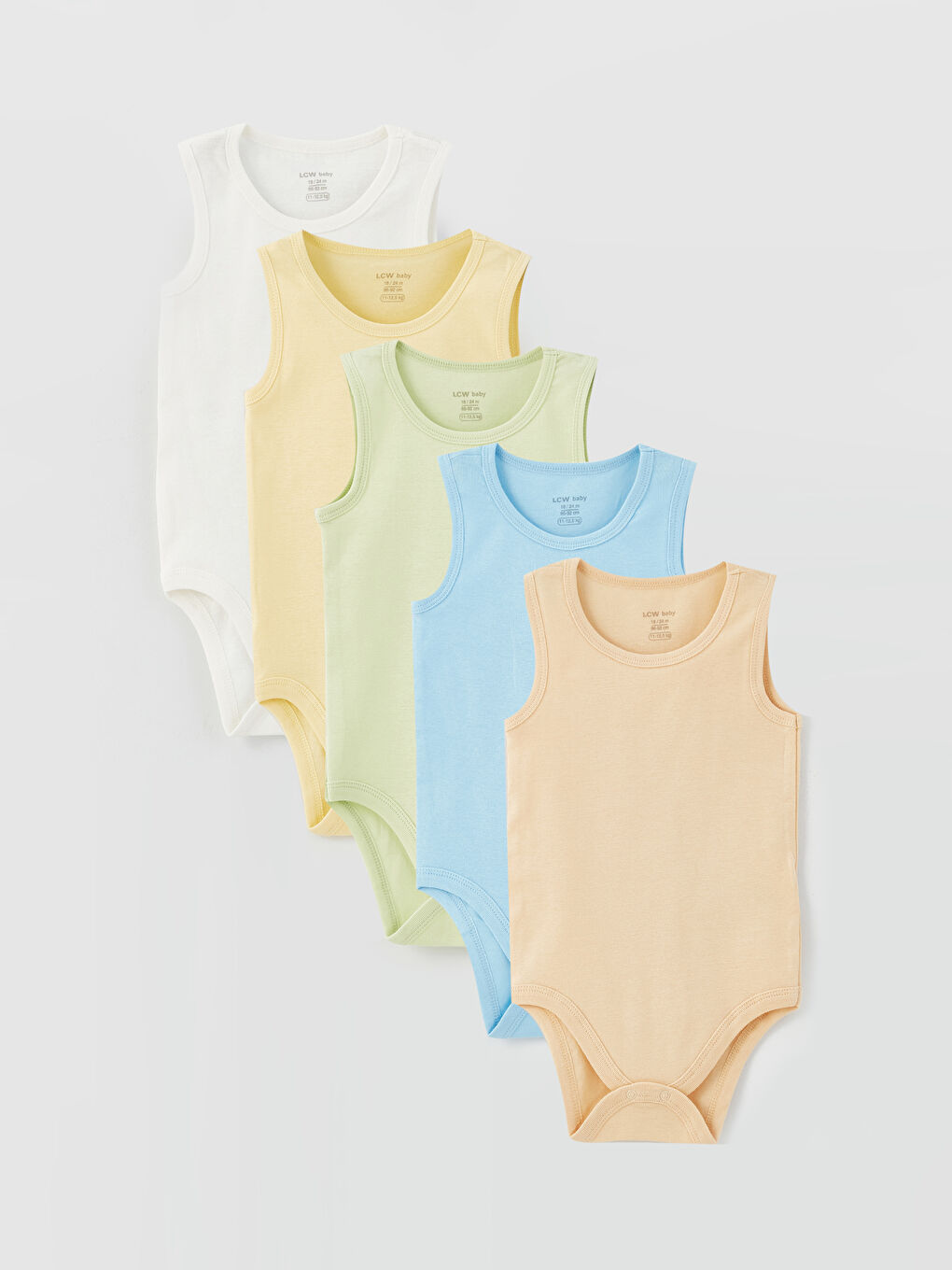 Crew Neck Basic Baby Boy Snap Snap Bodysuit 5 Pack