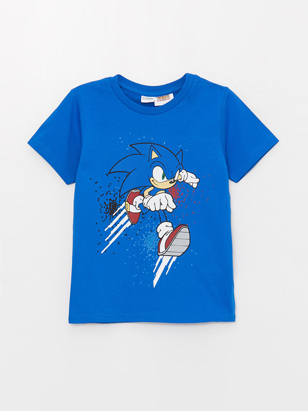 Mavi Bisiklet Yaka Sonic Baskılı Kısa Kollu Erkek Çocuk Şortlu Pijama Takımı-1