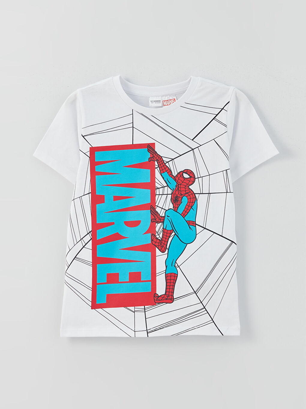 طقم بيجامة قصيرة كم قصير مطبوع سبايدرمان ياقة دائرية للأولاد-1