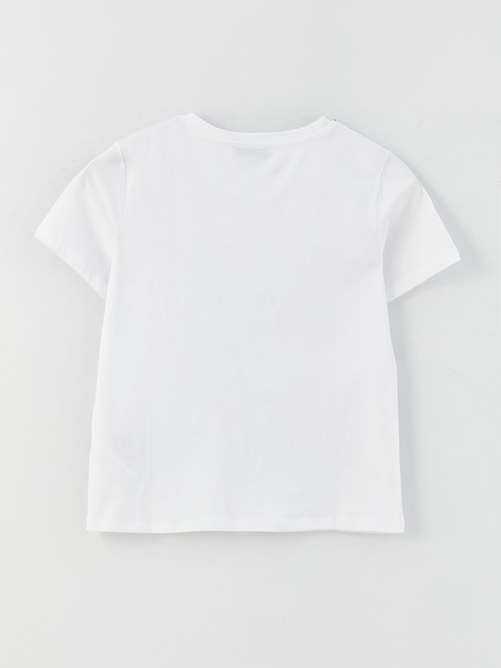 Beyaz Bisiklet Yaka Düz Kısa Kollu Kadın Tişört-6