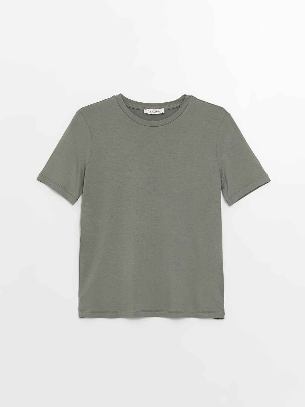 تي شيرت سادة بياقة دائرية بأكمام قصيرة للسيدات-5