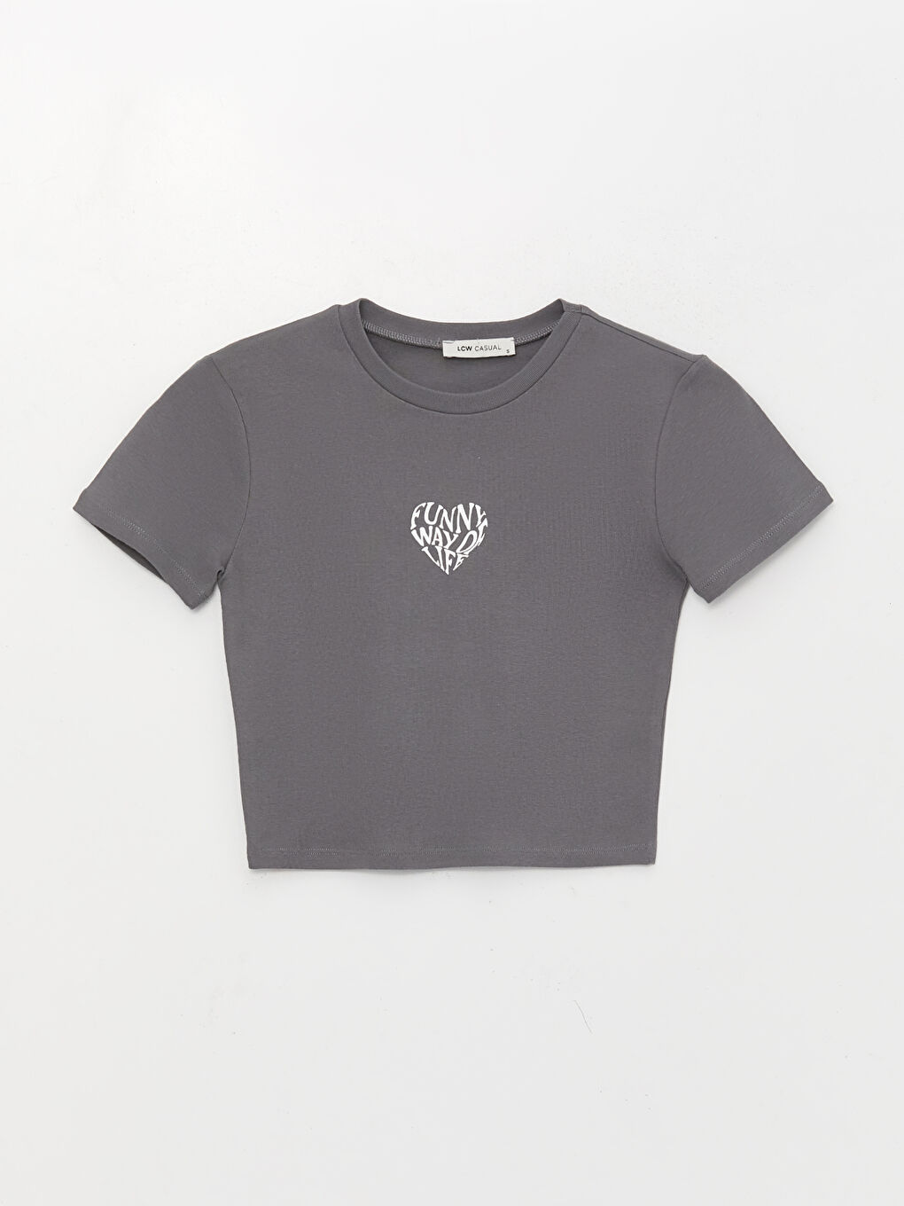 Crew Neck Printed Short Sleeve Women's Crop Top-5