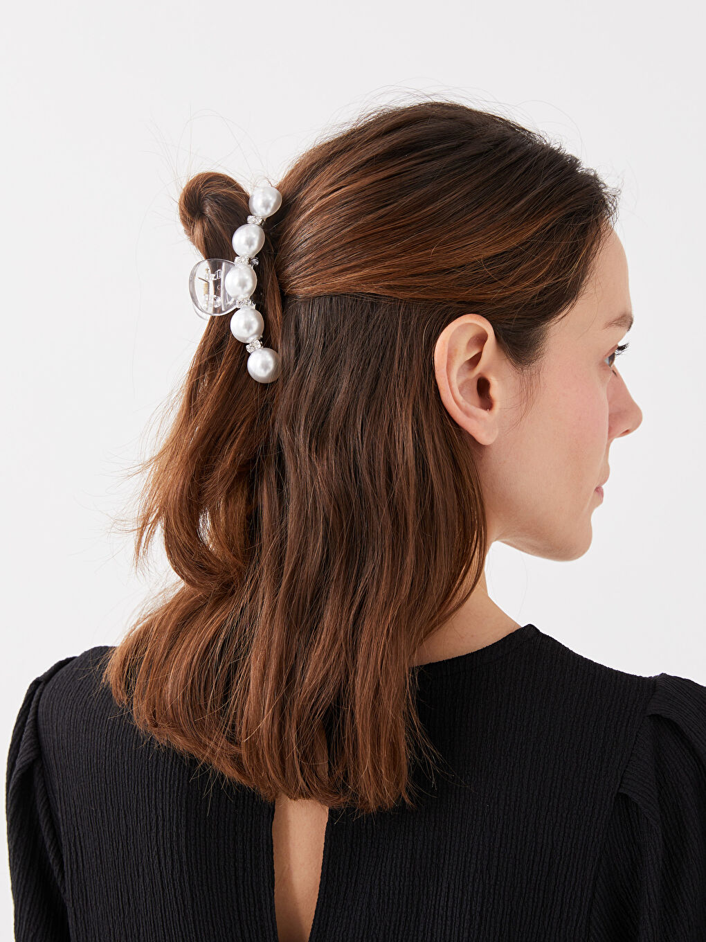 Karışık İnci Boncuklu Mandal Toka-1