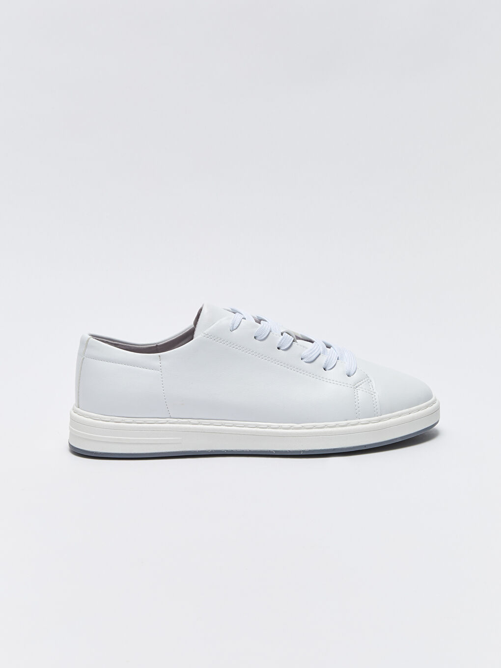 Beyaz Deri Görünümlü Bağcıklı Erkek Spor Ayakkabı-1