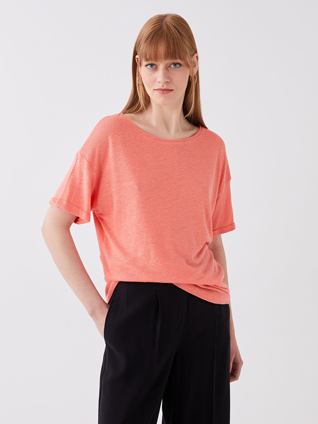 Crew Neck Plain Short Sleeve Women's T-Shirt