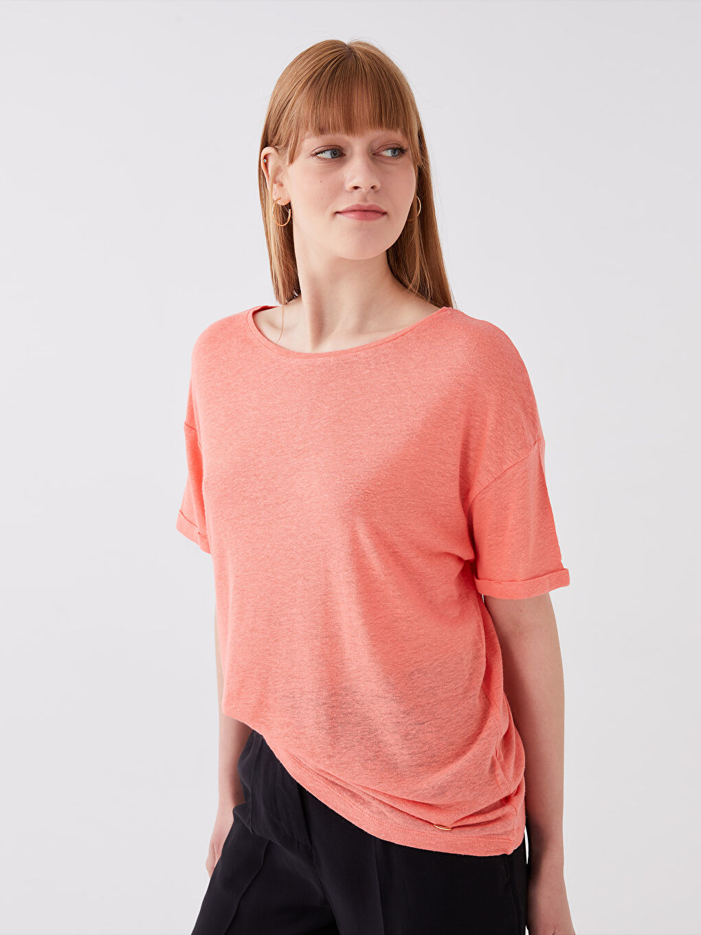 Crew Neck Plain Short Sleeve Women's T-Shirt-1