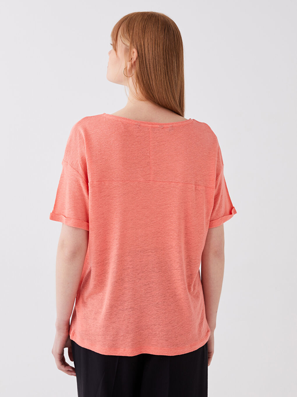 Crew Neck Plain Short Sleeve Women's T-Shirt-4