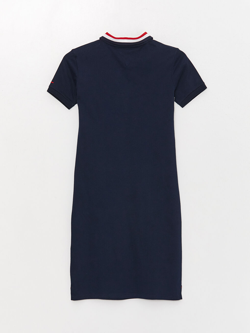 Lacivert Polo Yaka Düz Kısa Kollu Kadın Elbise-5