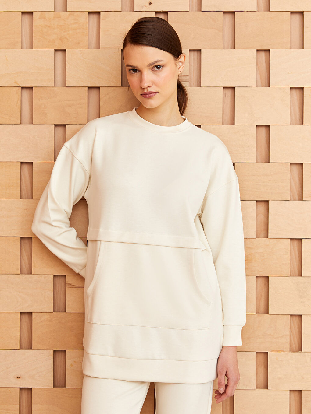 Crew Neck Plain Long Sleeve Women's Tunic