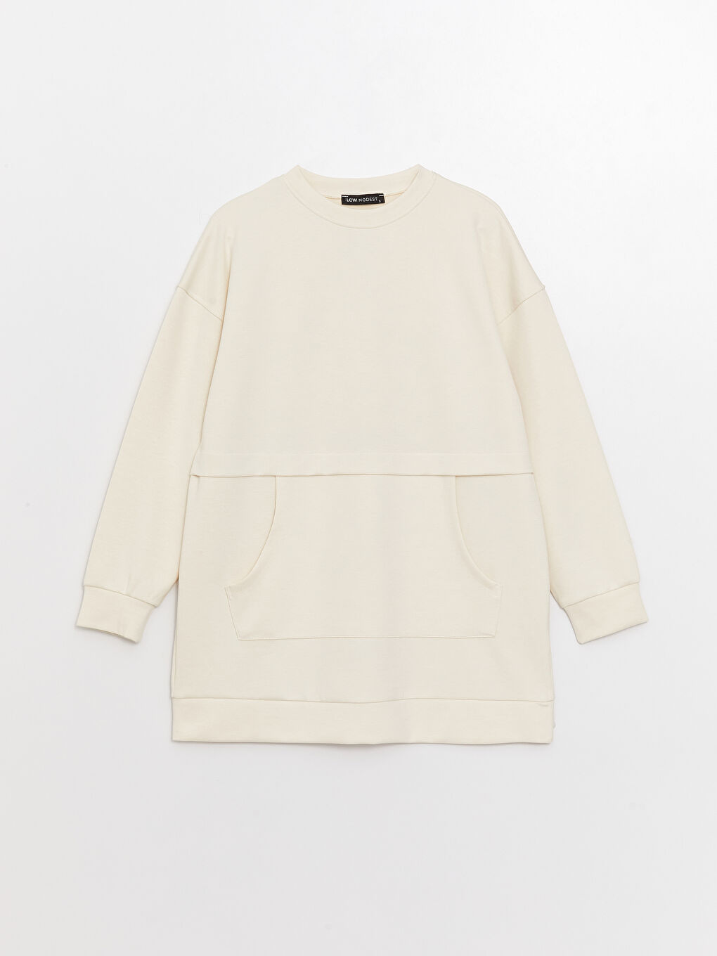 Crew Neck Plain Long Sleeve Women's Tunic-5