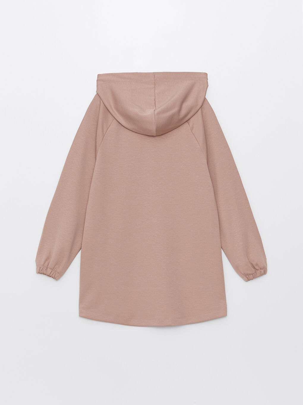 Pembe  Kapüşonlu Baskılı Uzun Kollu Kadın Tunik-6