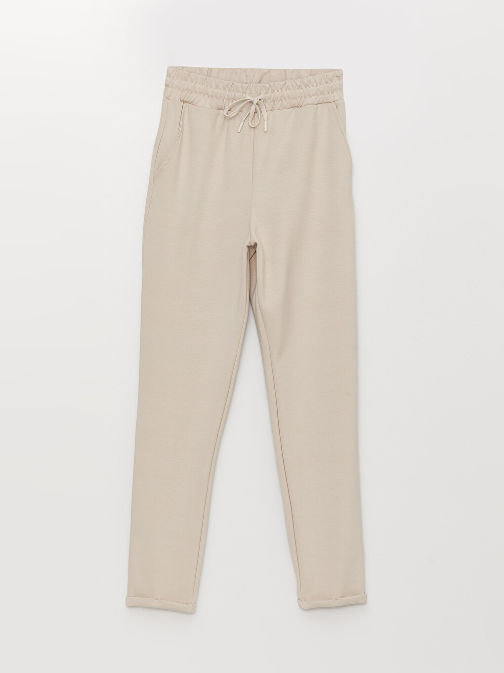 Elastic Waist Plain Interlock Women's Sweatpants-5