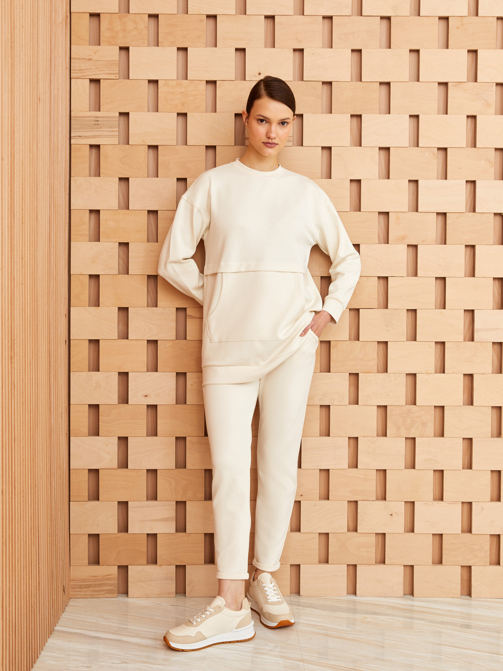 Elastic Waist Plain Interlock Women's Sweatpants