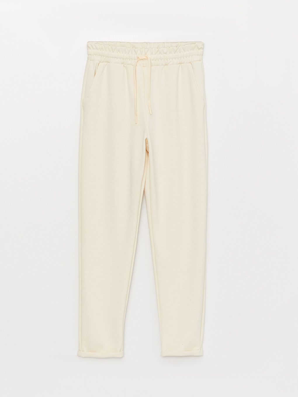 Elastic Waist Plain Interlock Women's Sweatpants-5