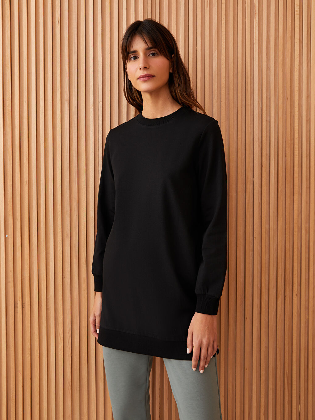 بنطلون رياضي سادة إنترلوك خصر مرن للسيدات