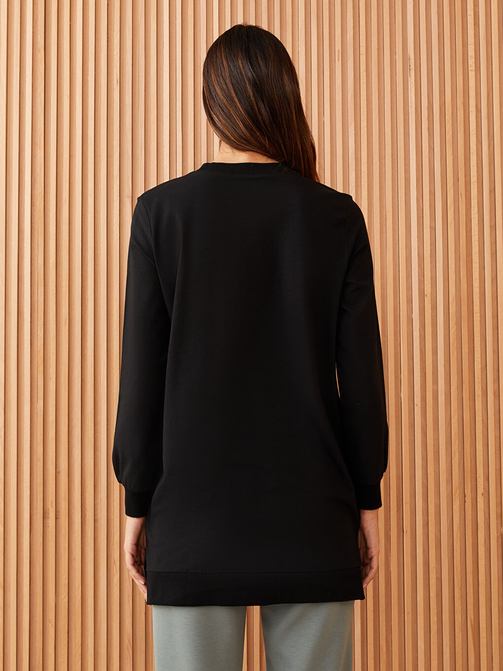 بنطلون رياضي سادة إنترلوك خصر مرن للسيدات-3