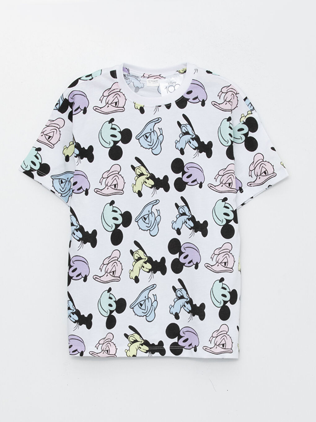 Beyaz Bisiklet Yaka Mickey Mouse Baskılı Kısa Kollu Erkek Çocuk Şortlu Pijama Takımı-1