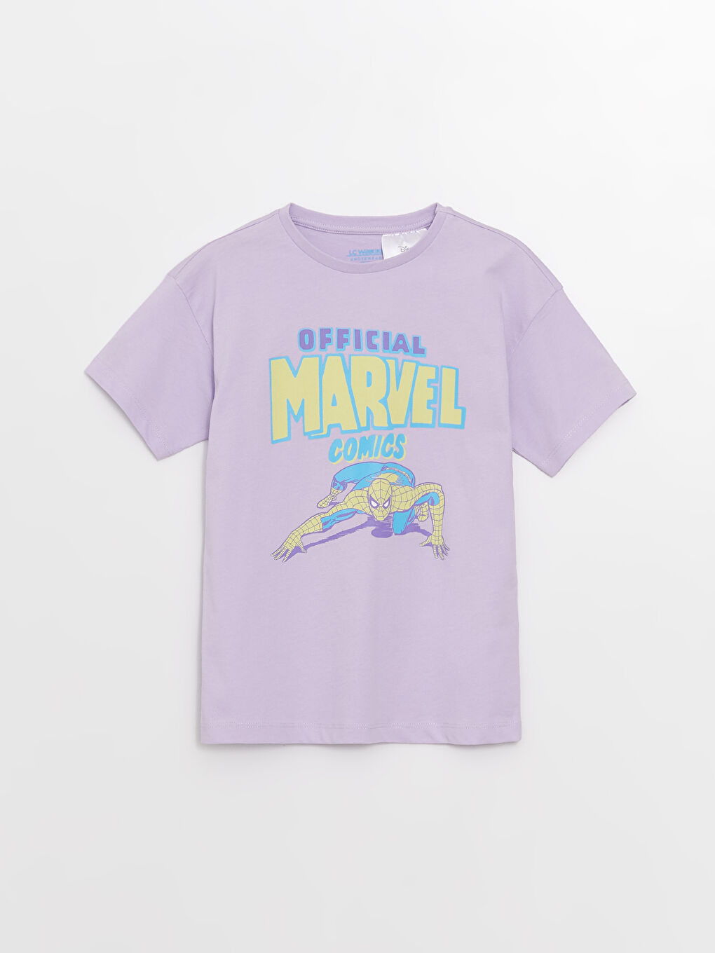 Lila Bisiklet Yaka Marvel Baskılı Kısa Kollu Erkek Çocuk Şortlu Pijama Takımı-1